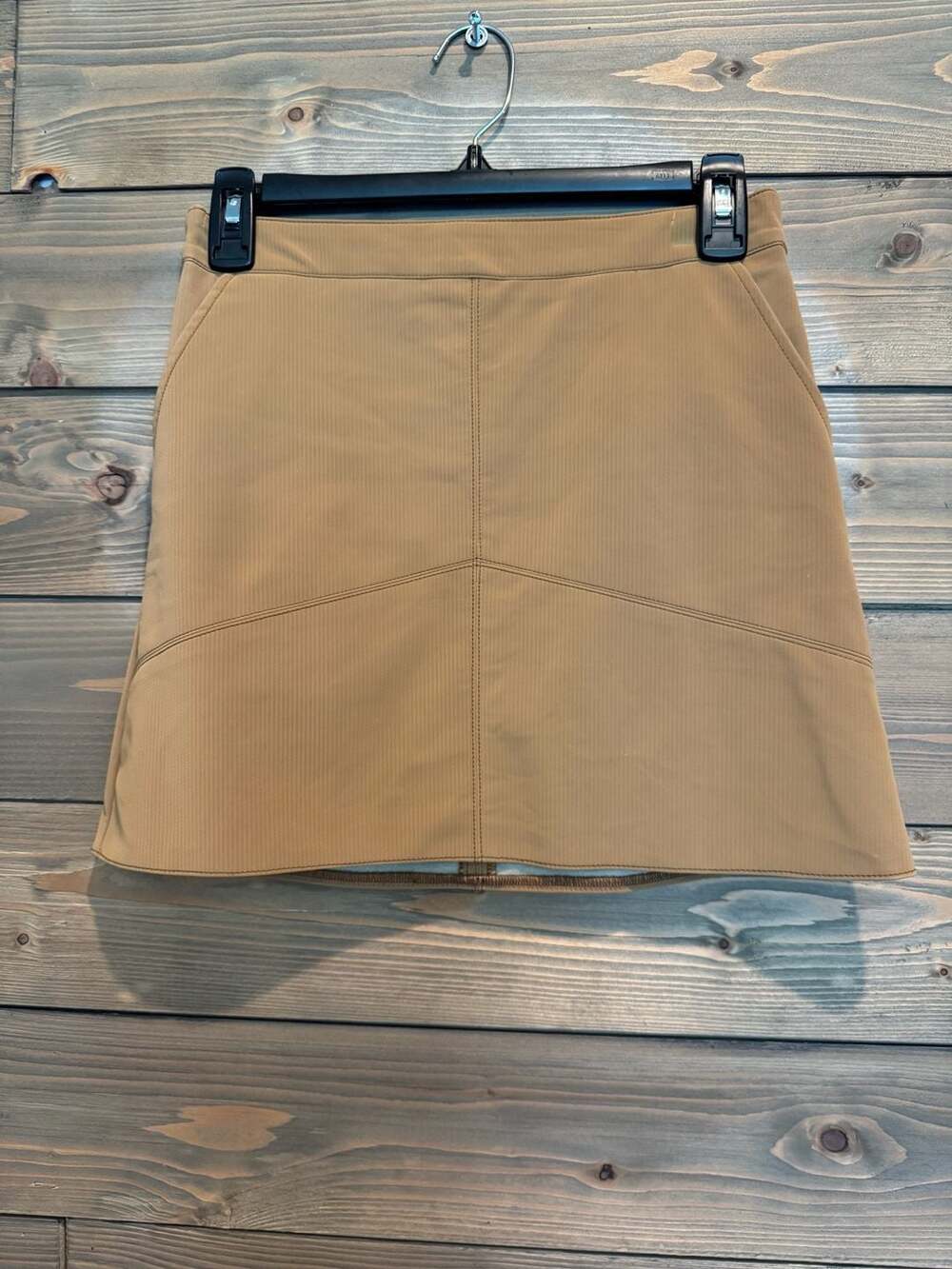 Shinestar Tan V-Seam Mini Skirt with Back Zipper Size S